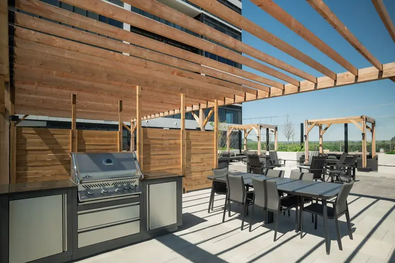 Outdoor BBQ station with dining table